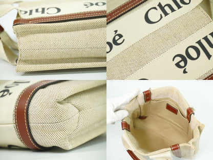 Chloe ウッディ スモール トートバッグ ベージュ ブラウン