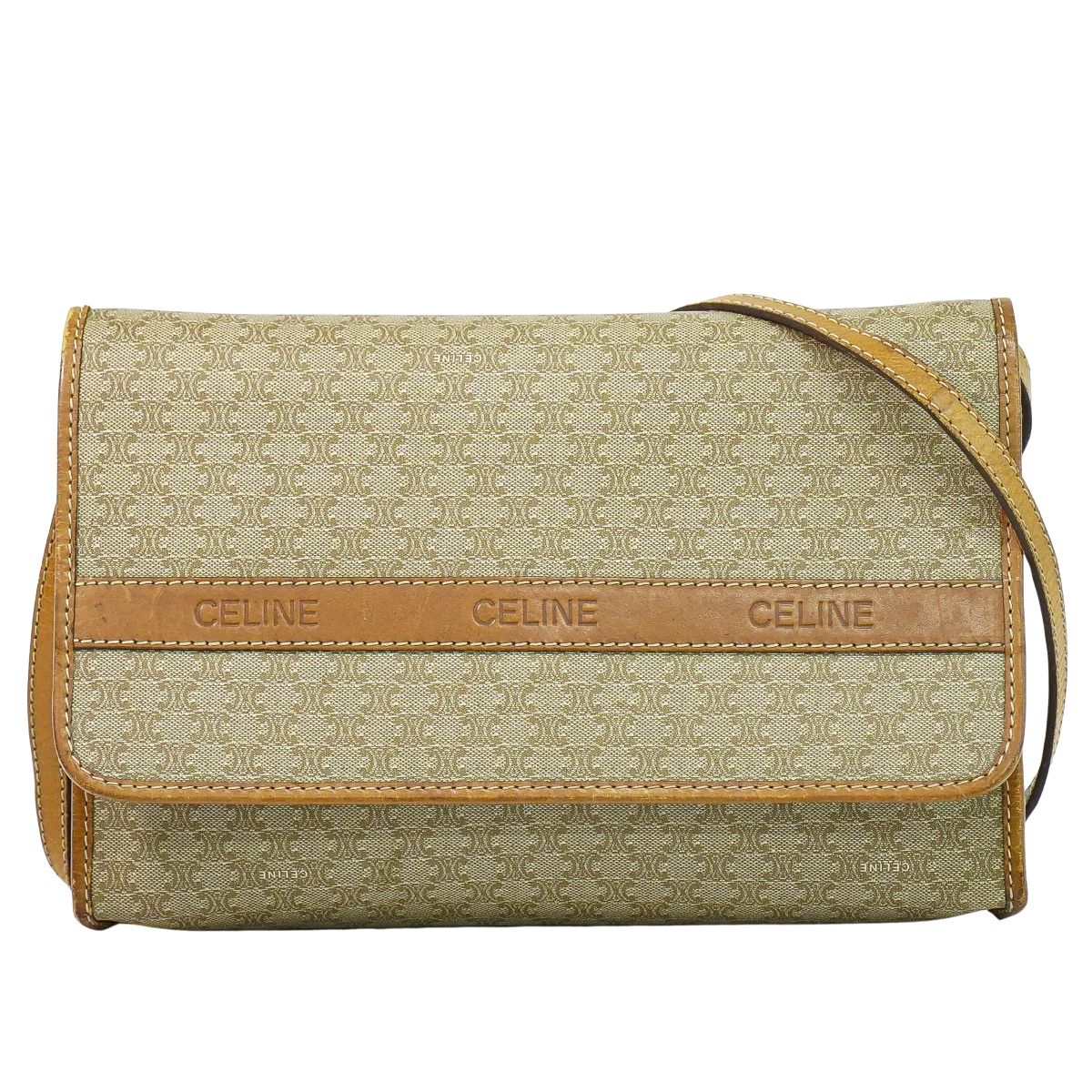 CELINE マカダム 2WAY ショルダーバッグ ベージュ