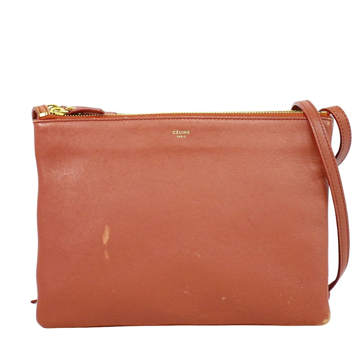 CELINE トリオ スモール ショルダーバッグ レッド系