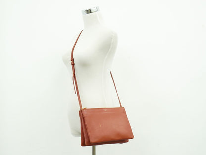 CELINE トリオ スモール ショルダーバッグ レッド系