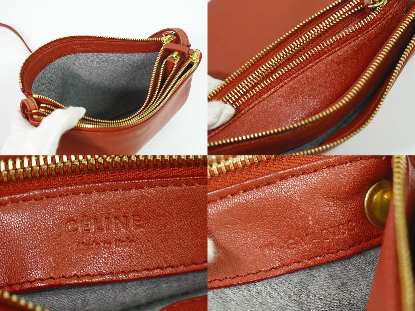 CELINE トリオ スモール ショルダーバッグ レッド系