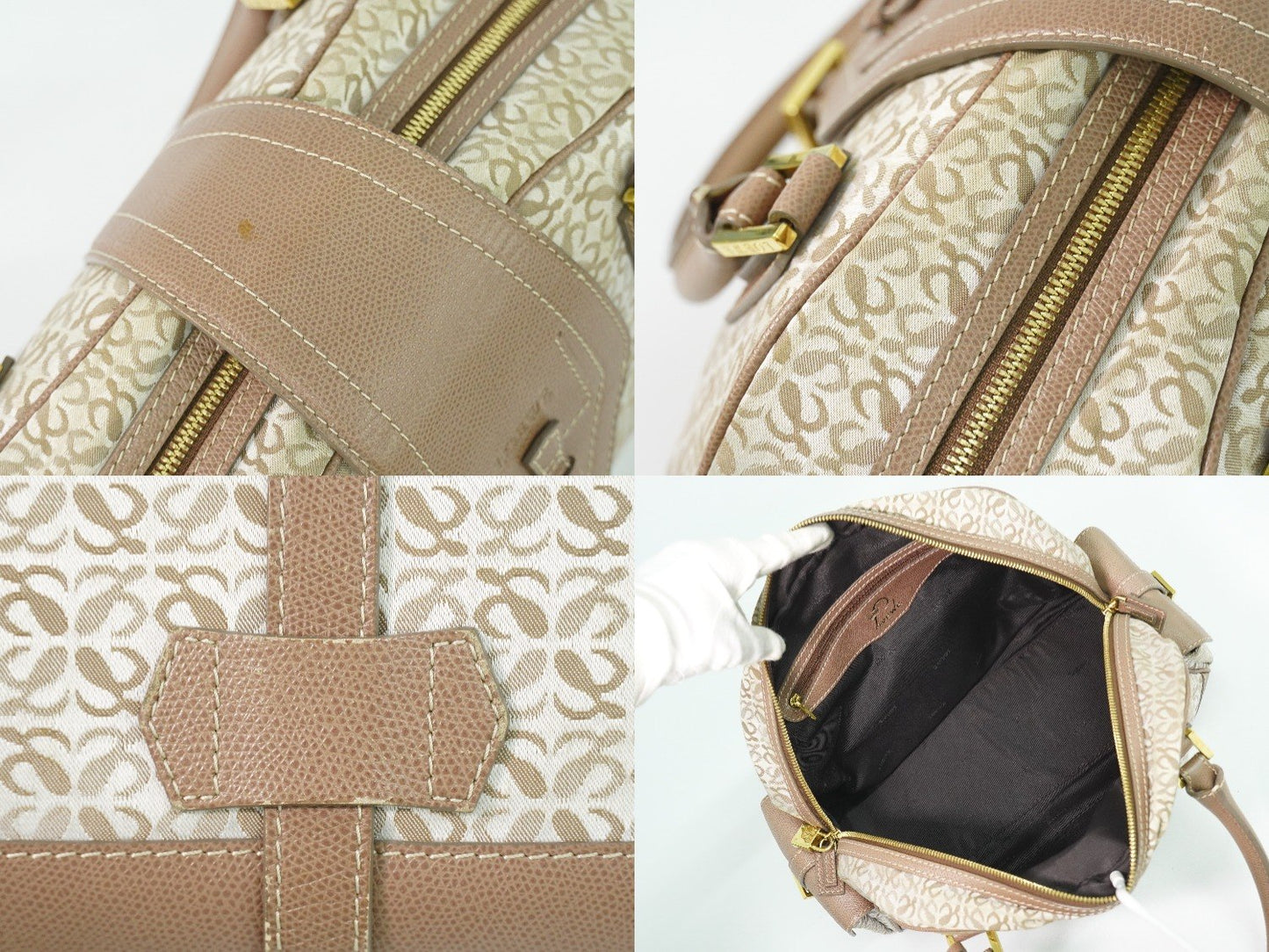 LOEWE リピート アナグラム ハンドバッグ ベージュ ピンクベージュ