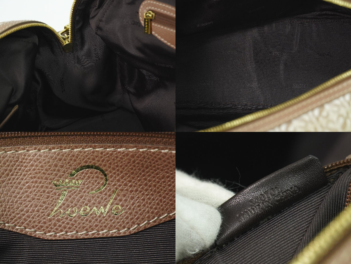 LOEWE リピート アナグラム ハンドバッグ ベージュ ピンクベージュ