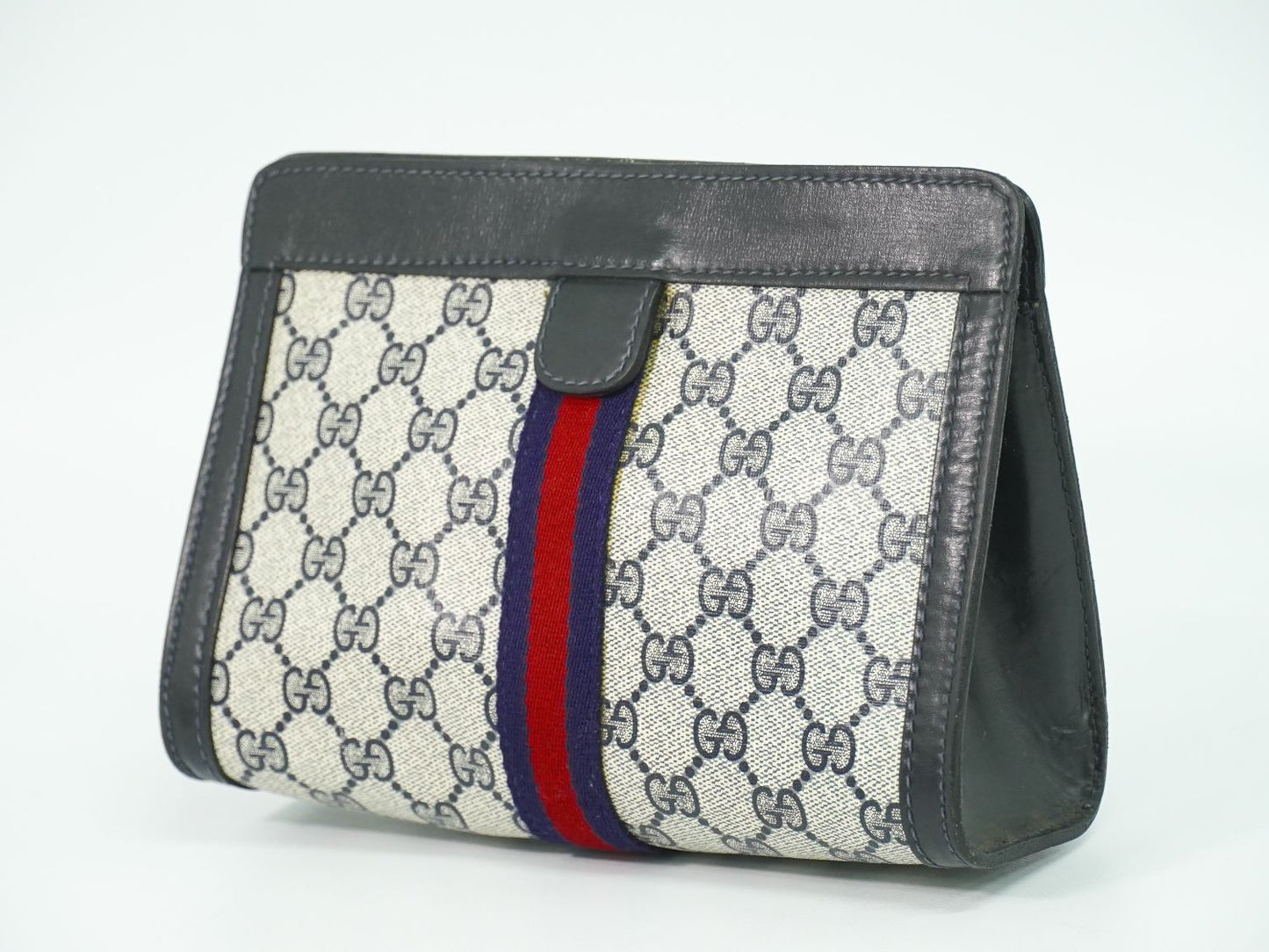 GUCCI PARFUMS シェリーライン GGスプリーム クラッチバッグ ベージュ ネイビー