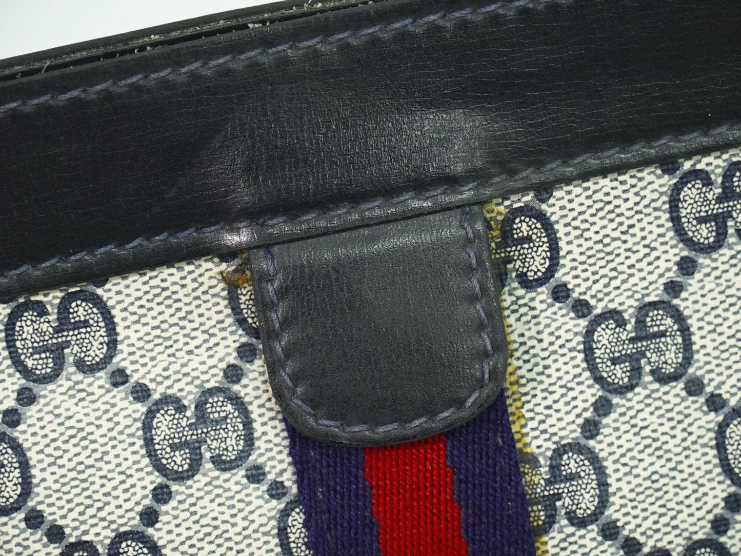 GUCCI PARFUMS シェリーライン GGスプリーム クラッチバッグ ベージュ ネイビー