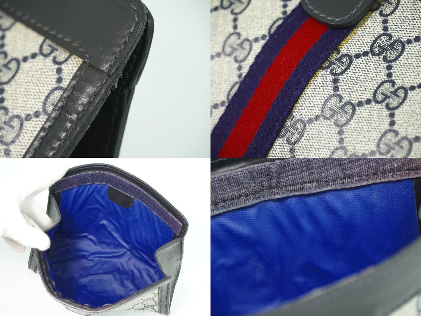 GUCCI PARFUMS シェリーライン GGスプリーム クラッチバッグ ベージュ ネイビー