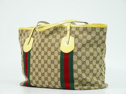 GUCCI シェリーライン GGキャンバス ショルダーバッグ ベージュ イエロー 211970