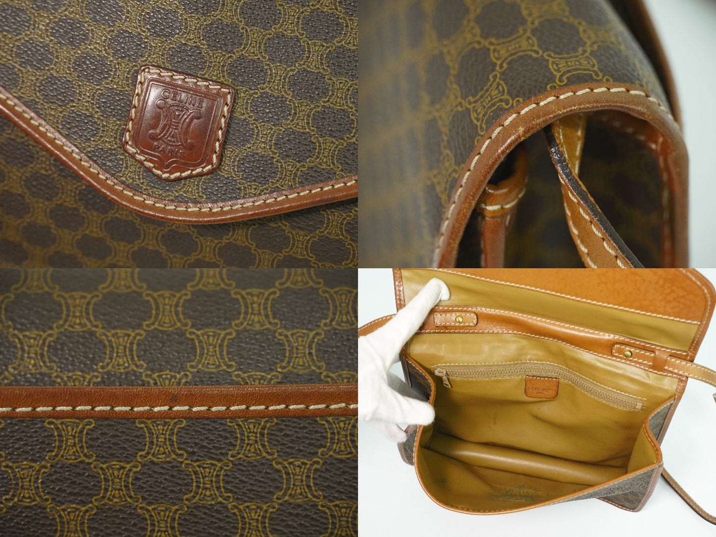 CELINE マカダム ショルダーバッグ ブラウン