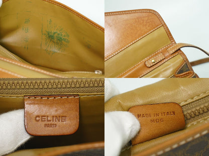 CELINE マカダム ショルダーバッグ ブラウン