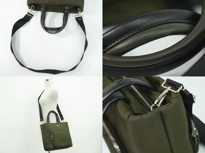PRADA テスート ポケット 2WAY ショルダーバッグ カーキ 1BG273