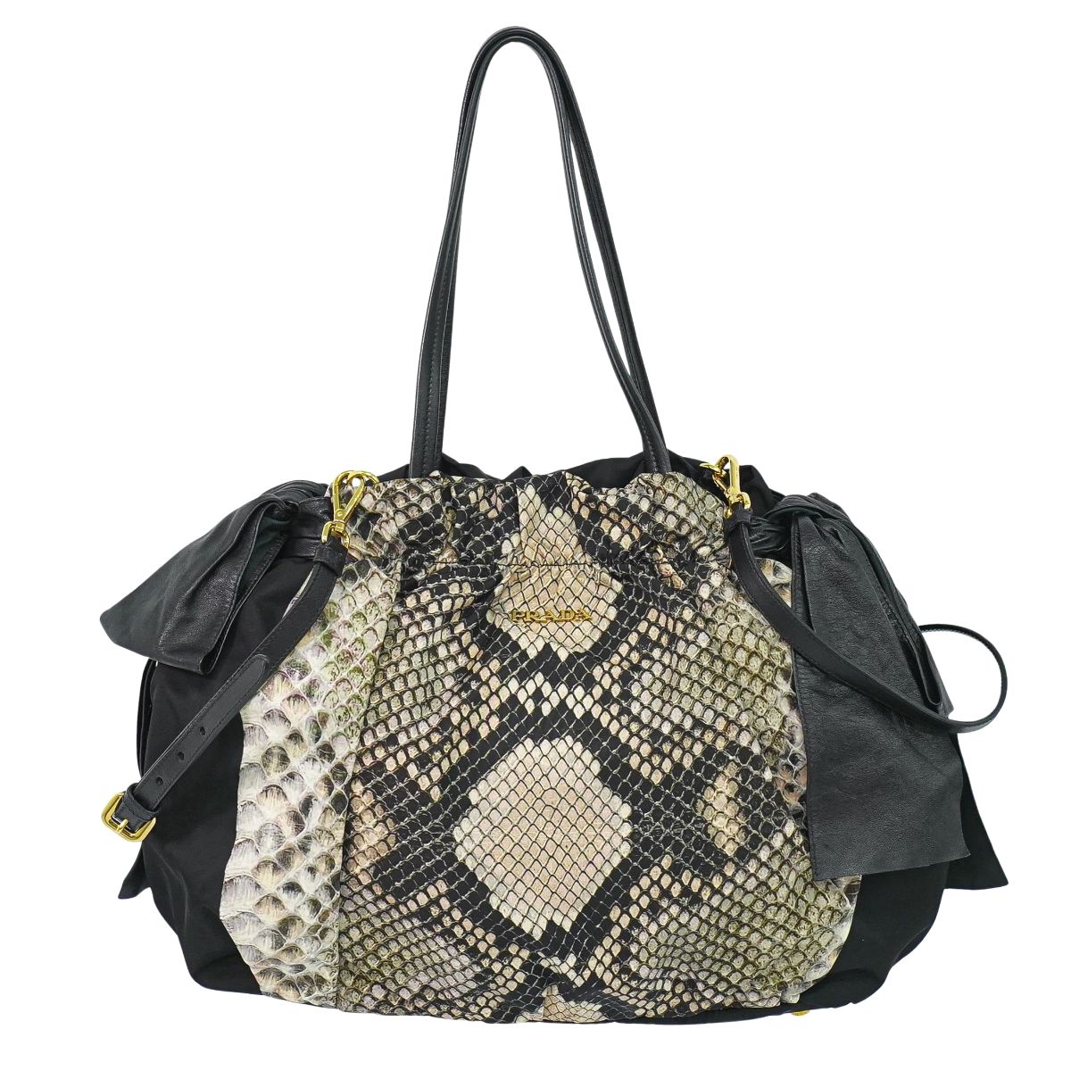 PRADA パイソン柄 2WAY ショルダーバッグ ブラック マルチカラー