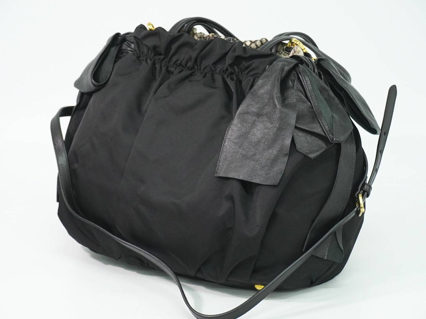 PRADA パイソン柄 2WAY ショルダーバッグ ブラック マルチカラー