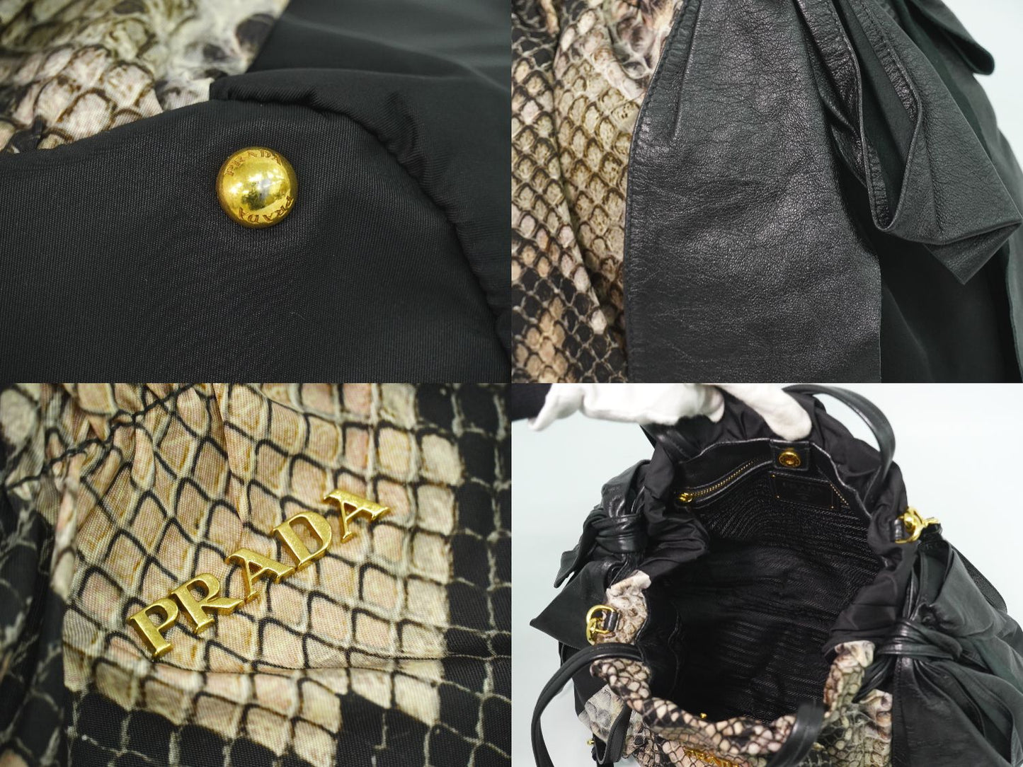 PRADA パイソン柄 2WAY ショルダーバッグ ブラック マルチカラー
