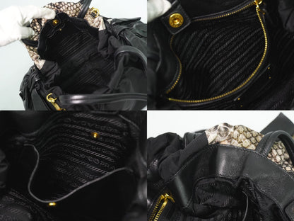 PRADA パイソン柄 2WAY ショルダーバッグ ブラック マルチカラー