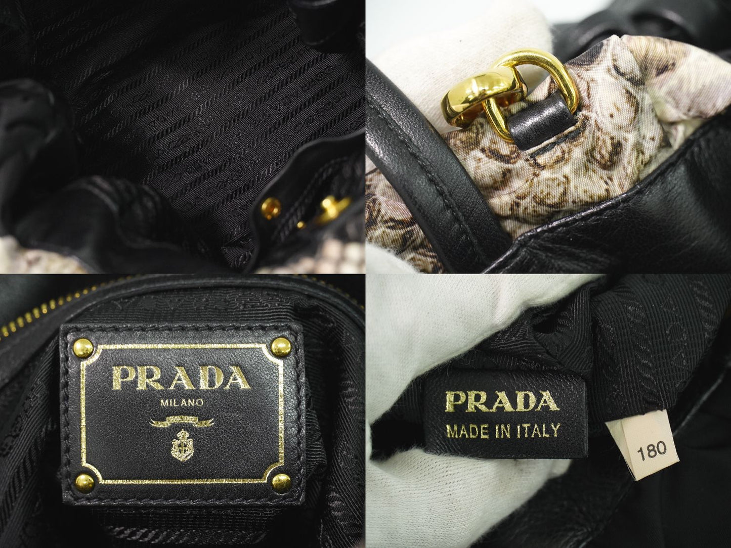 PRADA パイソン柄 2WAY ショルダーバッグ ブラック マルチカラー