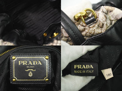 PRADA パイソン柄 2WAY ショルダーバッグ ブラック マルチカラー