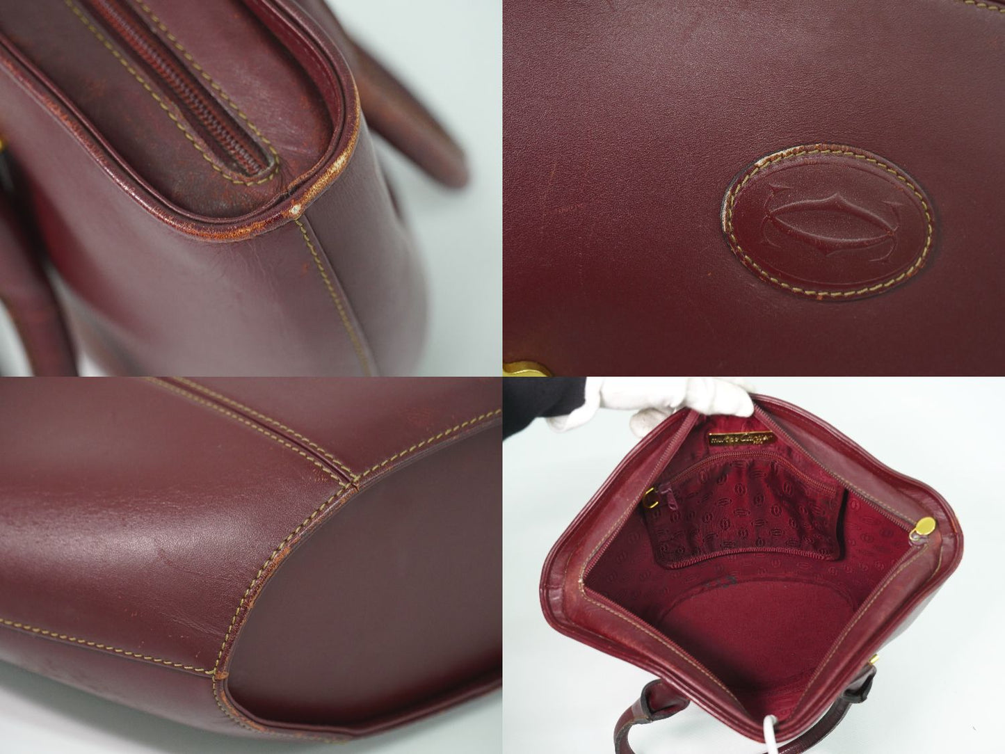 Cartier マストライン ハンドバッグ ボルドー