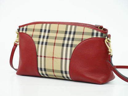 BURBERRY ノバチェック ショルダーバッグ ベージュ レッド