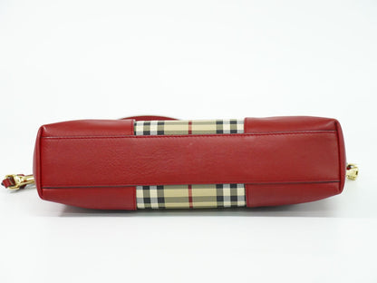 BURBERRY ノバチェック ショルダーバッグ ベージュ レッド