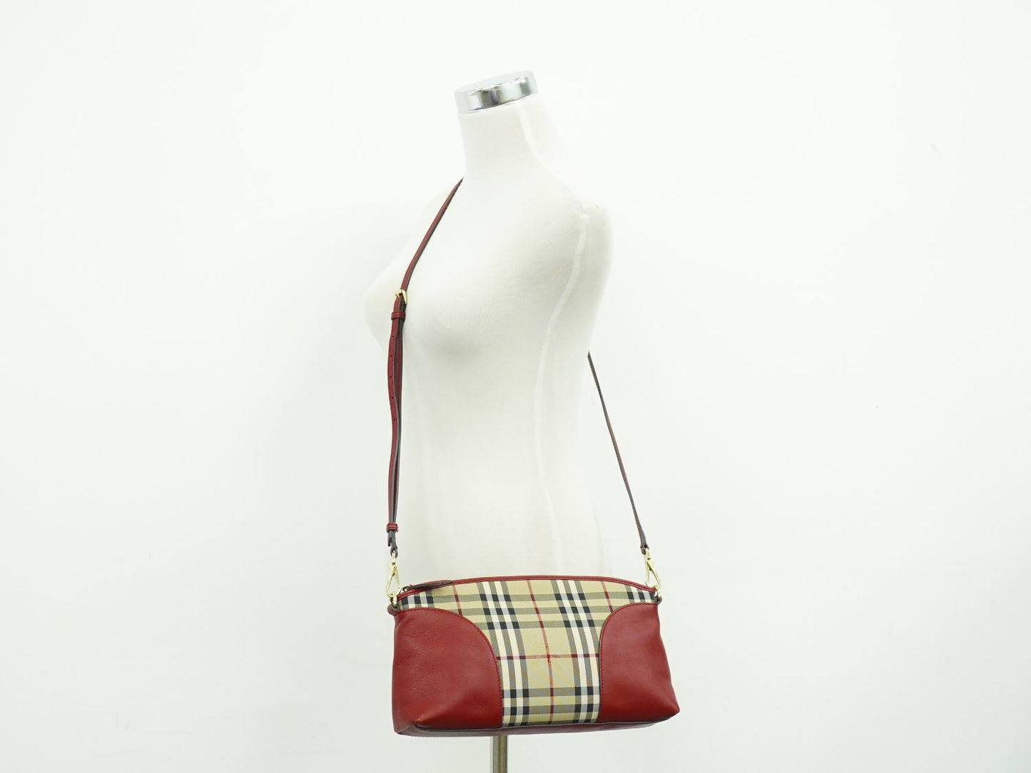 BURBERRY ノバチェック ショルダーバッグ ベージュ レッド