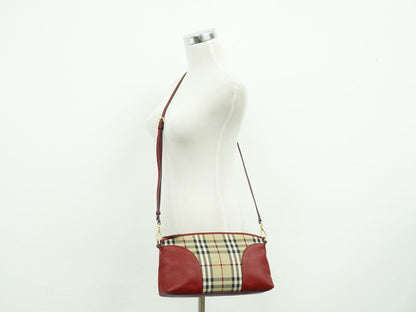 BURBERRY ノバチェック ショルダーバッグ ベージュ レッド