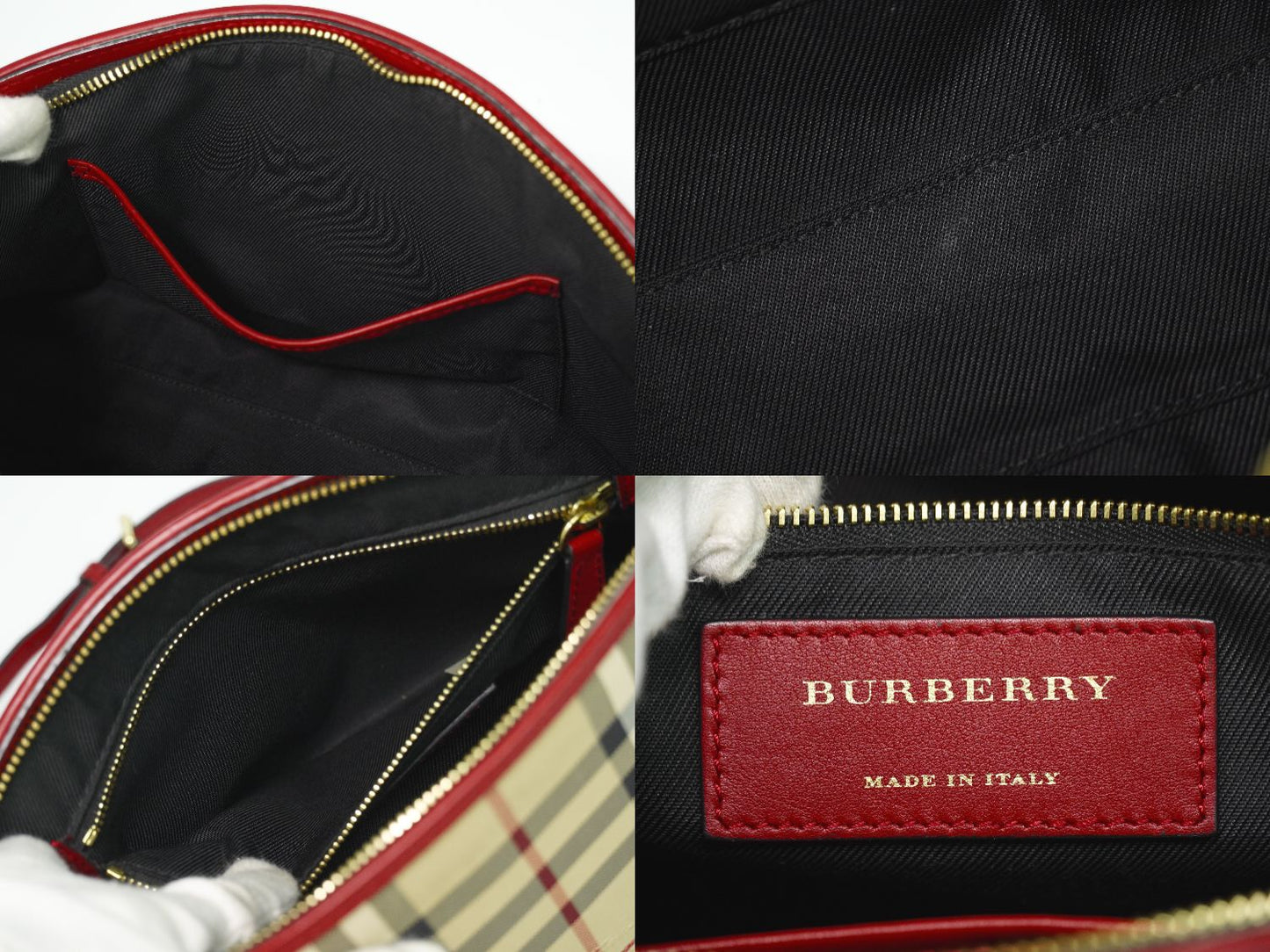 BURBERRY ノバチェック ショルダーバッグ ベージュ レッド