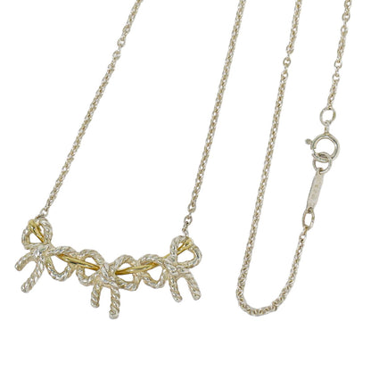 TIFFANY & Co. トリプルリボン 925 750 YG ネックレス シルバー イエローゴールド