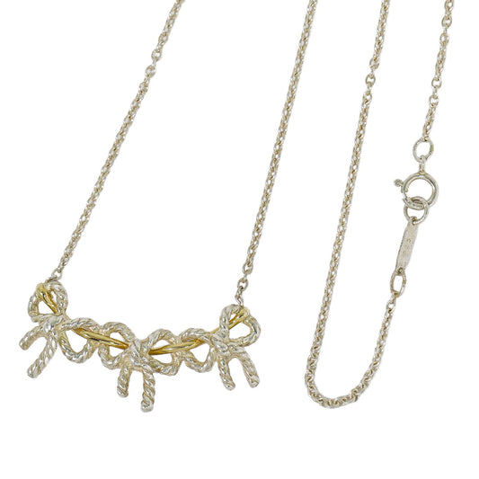 TIFFANY & Co. トリプルリボン 925 750 YG ネックレス シルバー イエローゴールド