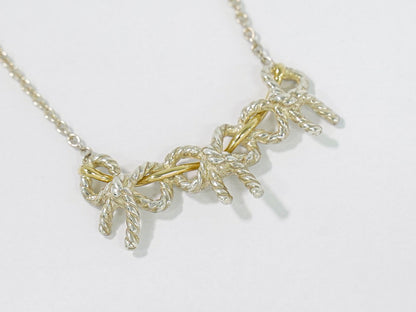 TIFFANY & Co. トリプルリボン 925 750 YG ネックレス シルバー イエローゴールド