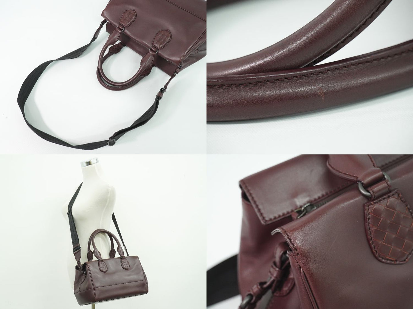BOTTEGA VENETA イントレチャート 2WAY ショルダーバッグ ボルドー