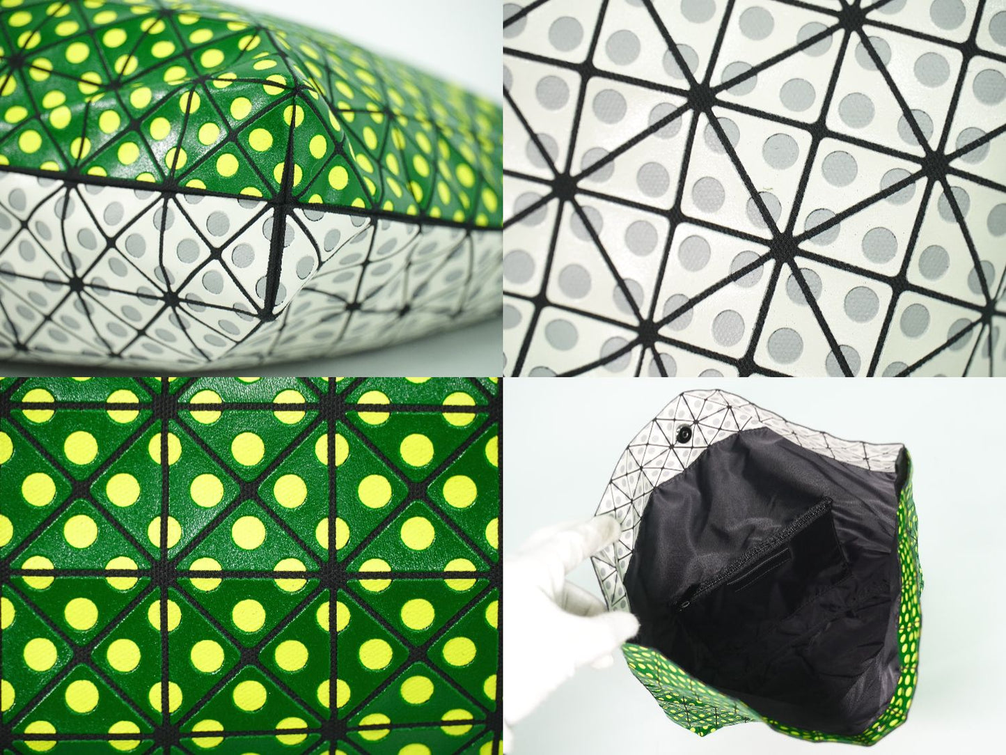 BAOBAO ISSEY MIYAKE ドット クラッチバッグ グリーン ホワイト