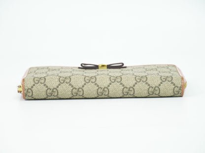 GUCCI リボン GGスプリーム 長財布 ベージュ ピンク 388688