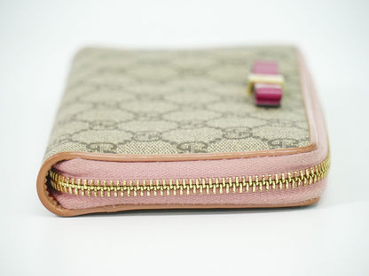 GUCCI リボン GGスプリーム 長財布 ベージュ ピンク 388688