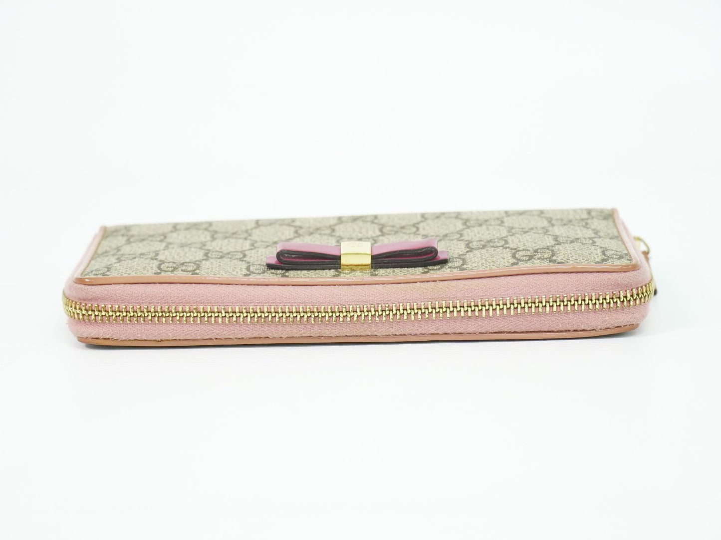 GUCCI リボン GGスプリーム 長財布 ベージュ ピンク 388688