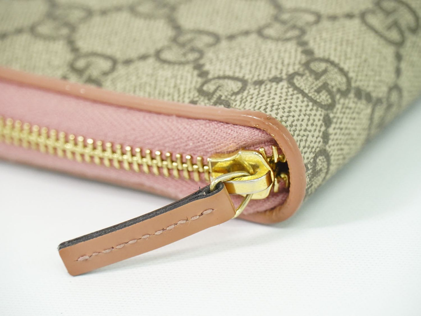 GUCCI リボン GGスプリーム 長財布 ベージュ ピンク 388688