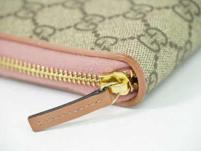 GUCCI リボン GGスプリーム 長財布 ベージュ ピンク 388688