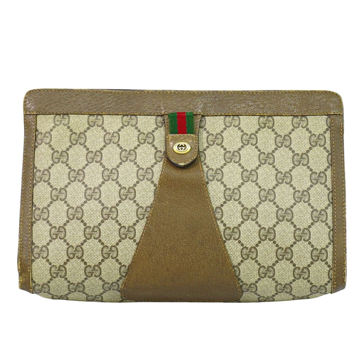 GUCCI オールドグッチ シェリーライン GGスプリーム クラッチバッグ ベージュ ブラウン