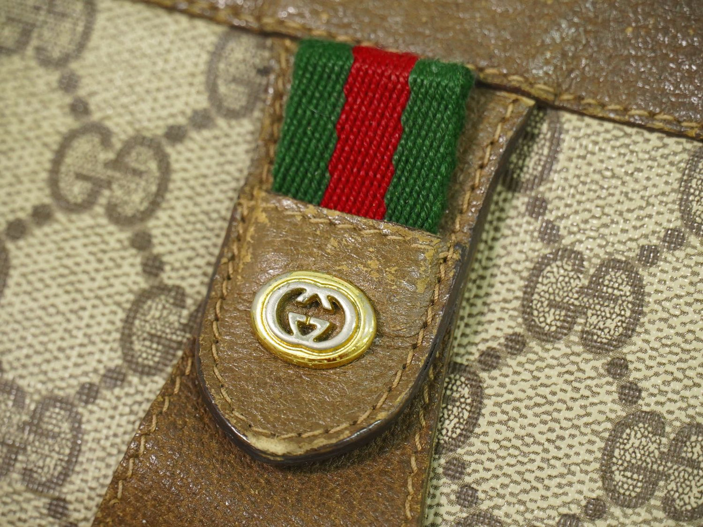 GUCCI オールドグッチ シェリーライン GGスプリーム クラッチバッグ ベージュ ブラウン