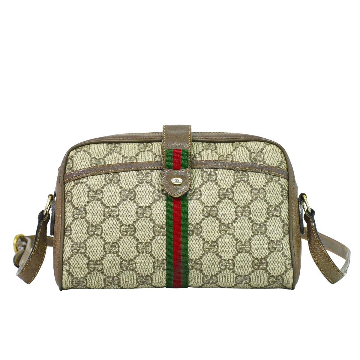 GUCCI オールドグッチ シェリーライン GGスプリーム ショルダーバッグ ベージュ ブラウン