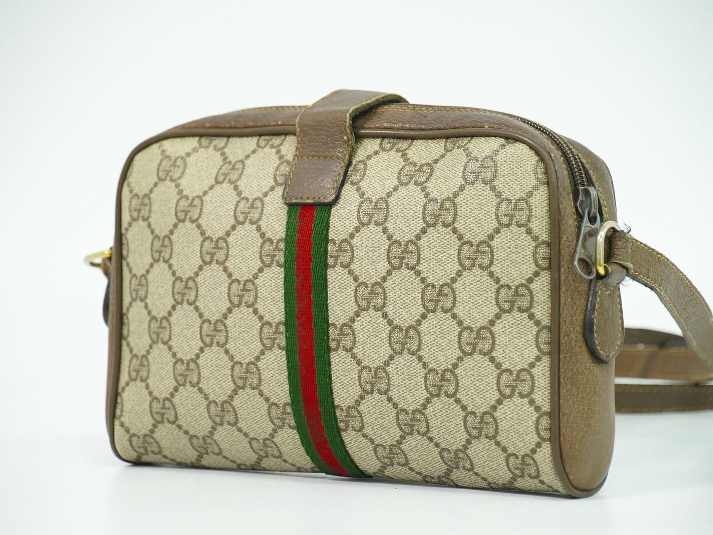 GUCCI オールドグッチ シェリーライン GGスプリーム ショルダーバッグ ベージュ ブラウン