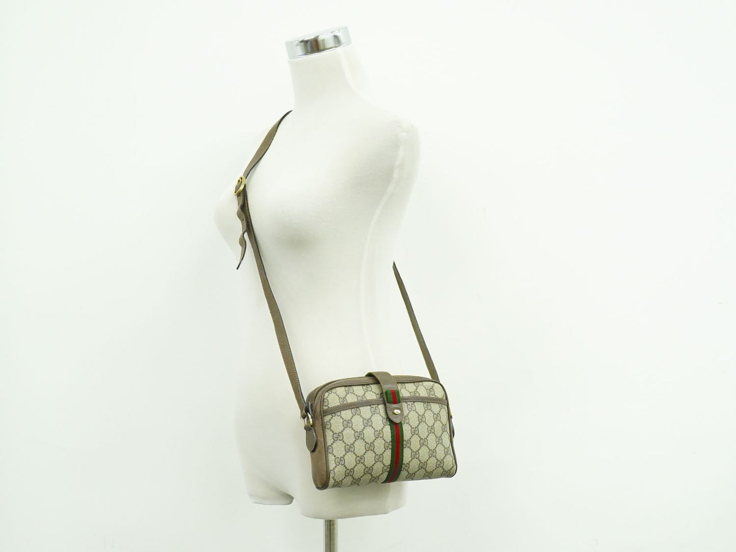 GUCCI オールドグッチ シェリーライン GGスプリーム ショルダーバッグ ベージュ ブラウン