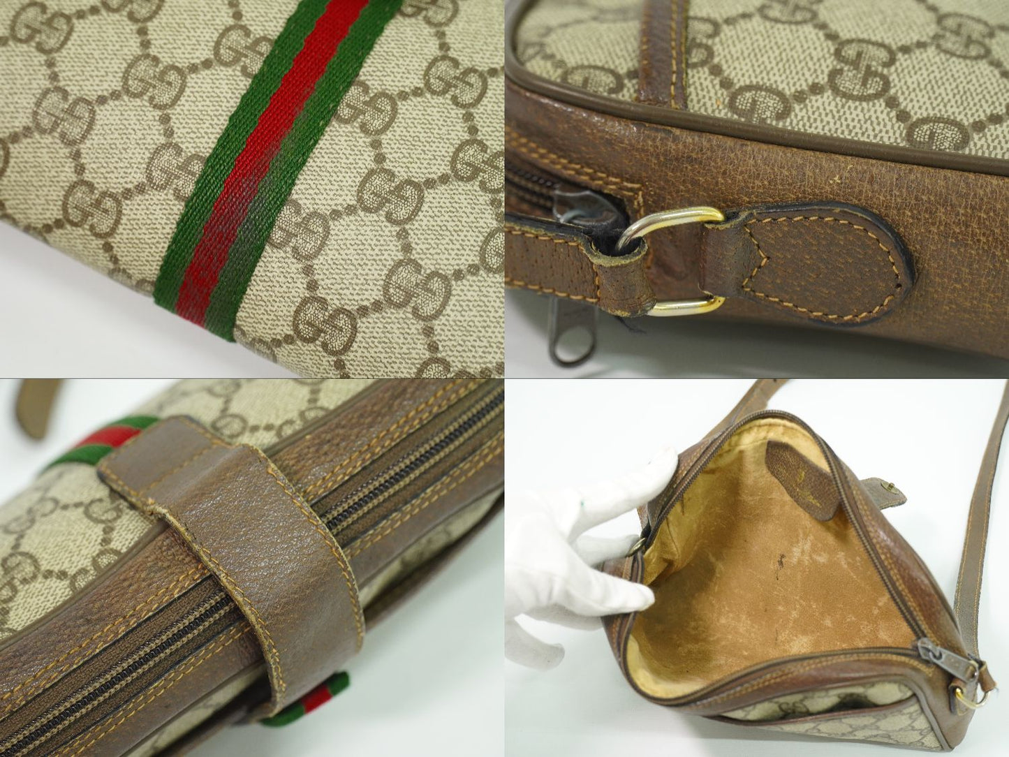 GUCCI オールドグッチ シェリーライン GGスプリーム ショルダーバッグ ベージュ ブラウン
