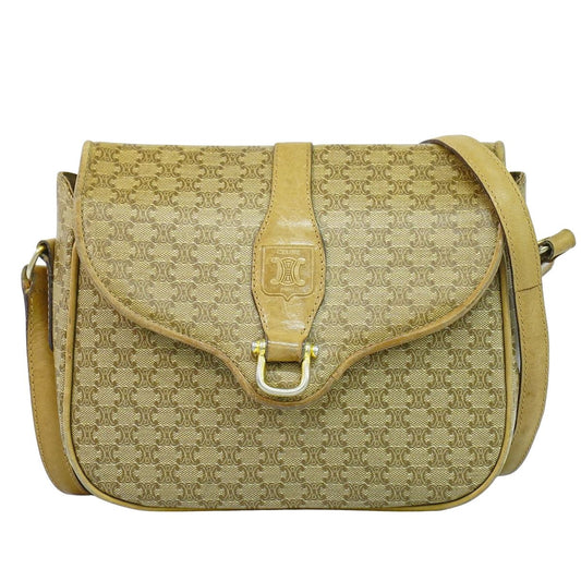 CELINE マカダム ショルダーバッグ ベージュ