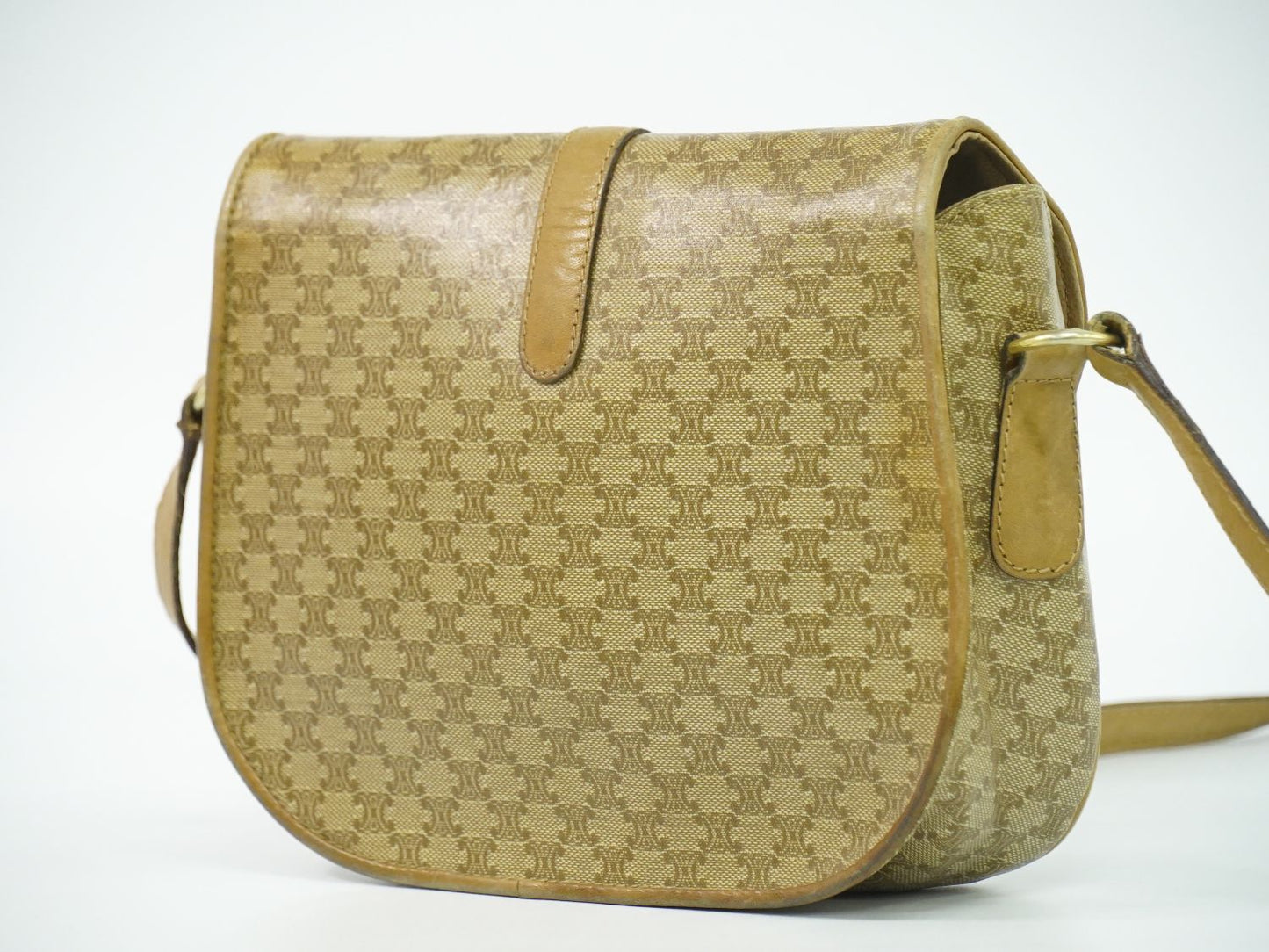 CELINE マカダム ショルダーバッグ ベージュ