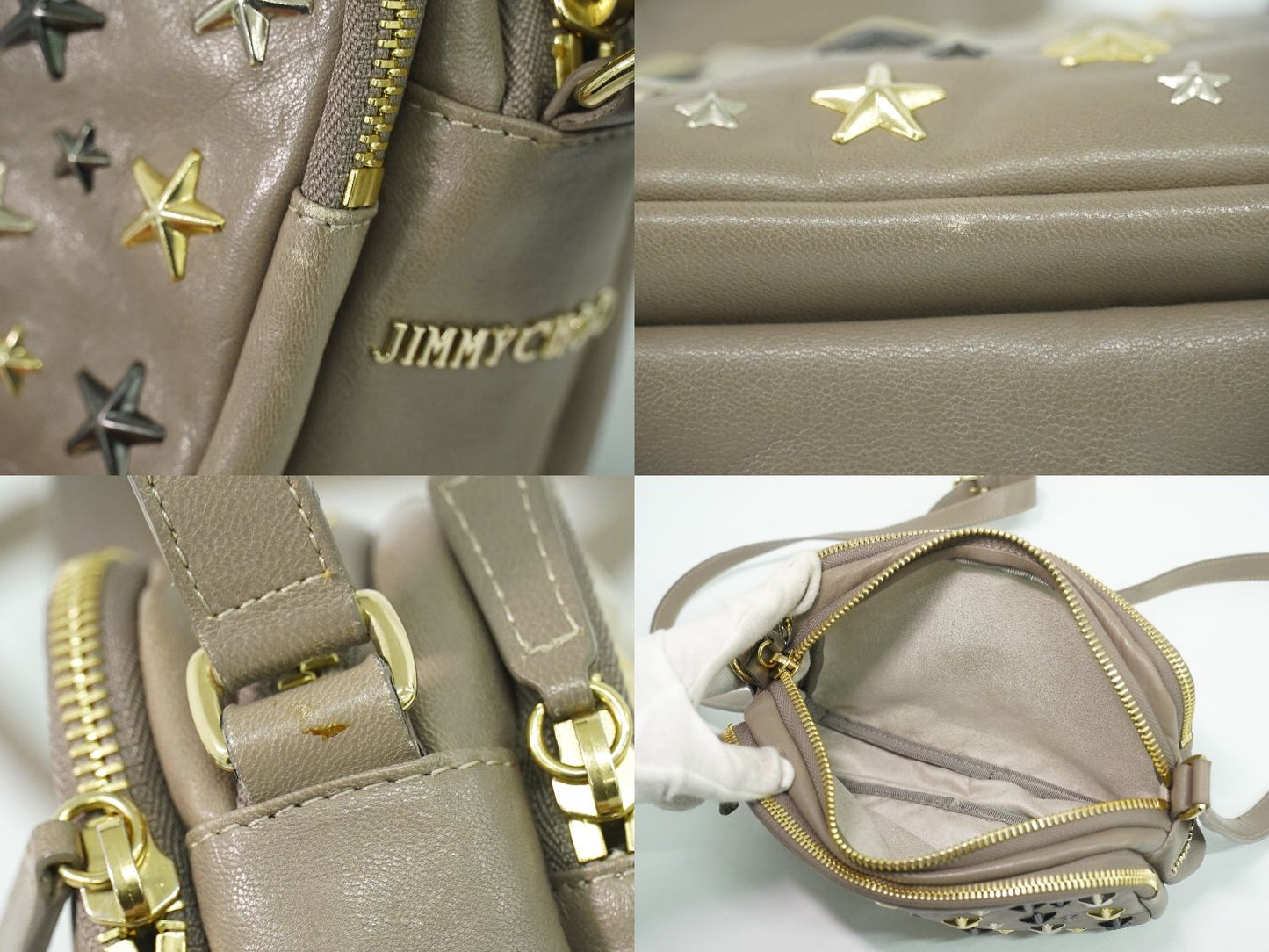 JIMMY CHOO スタースタッズ ショルダーバッグ グレージュ