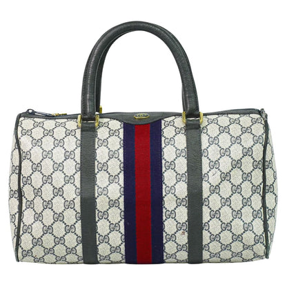 GUCCI オールドグッチ シェリーライン GGスプリーム ミニ ボストンバッグ ネイビー ブラック