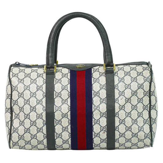 GUCCI オールドグッチ シェリーライン GGスプリーム ミニ ボストンバッグ ネイビー ブラック