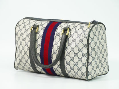 GUCCI オールドグッチ シェリーライン GGスプリーム ミニ ボストンバッグ ネイビー ブラック