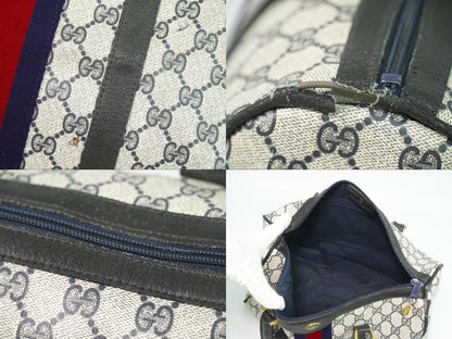 GUCCI オールドグッチ シェリーライン GGスプリーム ミニ ボストンバッグ ネイビー ブラック