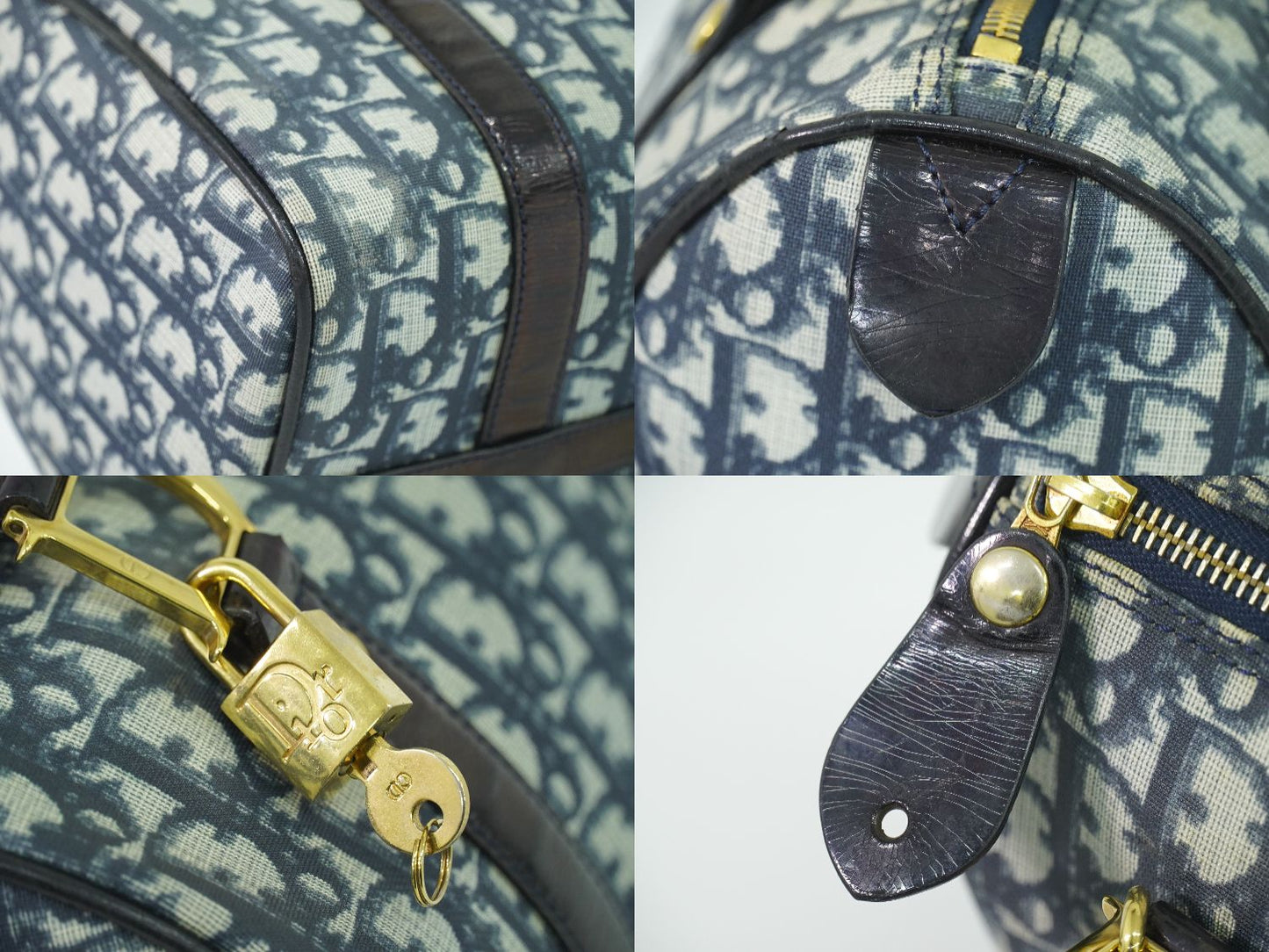 Christian Dior トロッター ミニ ボストンバッグ ネイビー